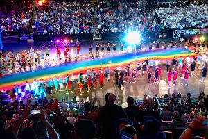Gay Games 9 Opening Ceremony rainbow march, 2014. Author: Koji Kawano