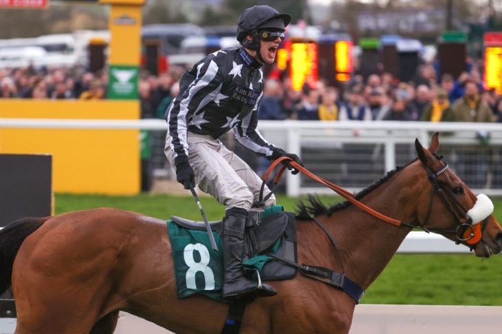 David Bass aboard the Kim Bailey trained Imperial Aura, winning the Northern Trust Novices Handicap Chase at the Cheltenham Festival this year (Source: Racingpost.com)