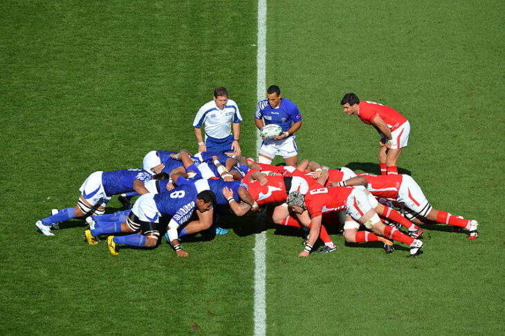 Scrum between Samoa and Wales at the 2011 Rugby World Cup