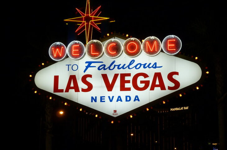 The Welcome to Fabulous Las Vegas sign at night