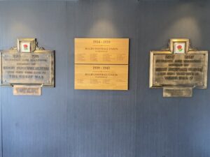 Memorial plaques to WWI and WWII inside Twickenham Stadium