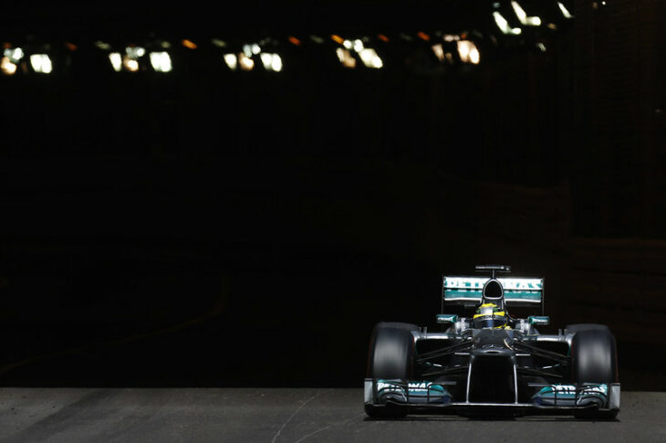 Mercedes' Nico Rosberg emerges from the tunnel at the 2013 Monaco Grand Prix