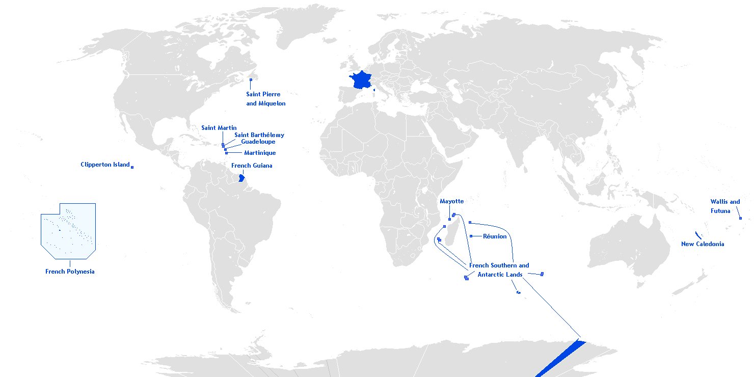 Map of overseas French territories