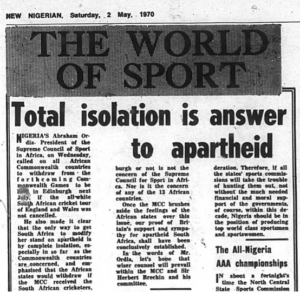 Headline "The World of Sport: Total Isolation is answer to headline"