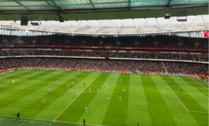 View of the pitch from the stands of Arsenal versus Brentford in 2023