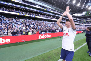 Ashleigh Neville applauds the fans in the Tottenham Hotspur Stadium