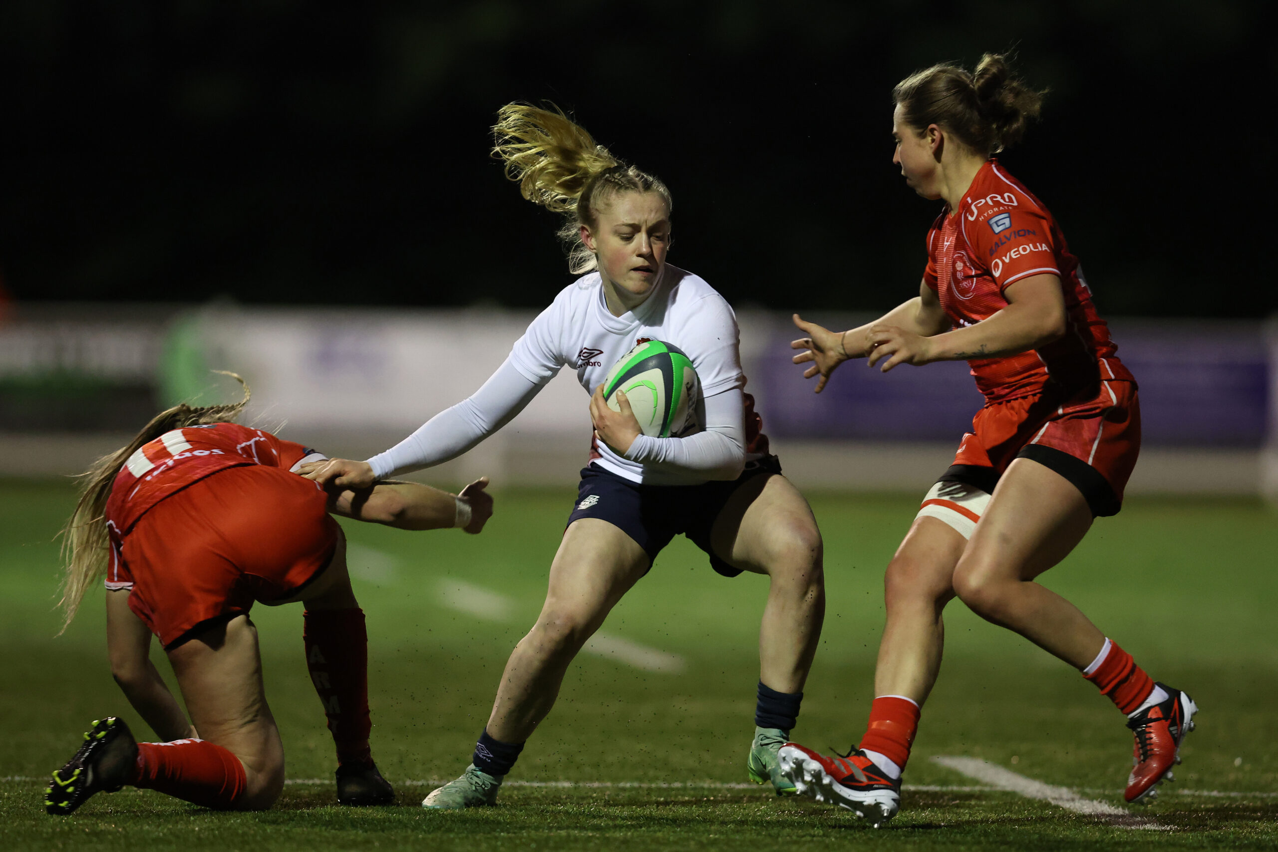 Millie David of England Rugby Women's U20 team in action against the British Army